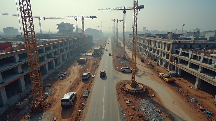 High angle view of a construction project in progress